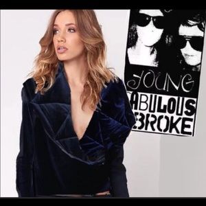 Young Fabulous & Broke faux blue velvet jacket